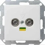 Gira System 55 Potenzialausgleichsdose, Unterputz, Steckdose 2-fach, reinwei&szlig;,