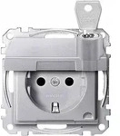 Merten System M Steckdose, 1f, aluminium, matt, Unterputz, mit erh&ouml;htem