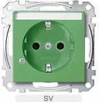 Merten System M Steckdose, 1f, gr&uuml;n, gl&auml;nzend, Unterputz, mit erh&ouml;htem