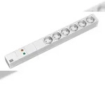 Bachmann 19"-Steckdosenleiste ALU 1HE &Uuml;SS, 6-fach 35&deg;, grau, 2,0m, ohne Schalter