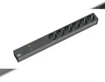 Bachmann 19"-Steckdosenleiste ALU 1HE &Uuml;SS, 6-fach, schwarz 2,0m, ohne Schalter