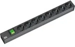 Bachmann 19"-Steckdosenleiste ALU 1HE, 8-fach 35&deg;, schwarz, 2,0m, mit Schalter