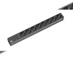 Bachmann 19"-Steckdosenleiste ALU 1HE &Uuml;SS, 8-fach, schwarz 2,0m, ohne Schalter