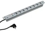 Bachmann 19"-Steckdosenleiste ALU 1HE &Uuml;SS, 8-fach 35&deg;, grau, 2,0m, ohne Schalter