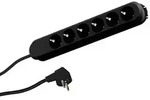 Bachmann Steckdosenleiste SMART 6-fach, schwarz 3,0m, ohne Schalter