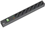 Bachmann 19"-Steckdosenleiste ALU 1HE &Uuml;SS, 7-fach, schwarz 2,0m, mit Schalter