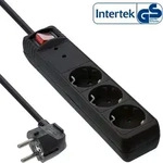 InLine&reg; 16431P Steckdosenleiste, 3-fach Schutzkontakt, mit &Uuml;berspannungsschutz,