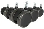 hjh OFFICE 5x ungebremste Rollen ROLO FREE f&uuml;r Hartb&ouml;den 10mm / 65mm (5er Pack)