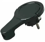 Kunststoff-Schutzkontakt-Winkelstecker, extraflach, schwarz