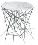 alessi blow up fc09 couchtisch aus verchromtem, gewebtem stahl mit glasplatte, H 44
