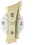 AMS W9397 Wanduhr mit geschwungener Messing-Auflage auf Messing-R&uuml;ckwand