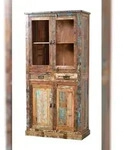 SIT M&ouml;bel Vitrine aus buntem Altholz | 2 Schubladen, 4 T&uuml;ren | B 90 x T 40 x H 180