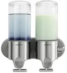 simplehuman Spender mit Wandhalterung 444 ml x2, Edelstahl, Silber