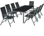 tectake 9 Aluminium Sitzgruppe Pompeii pulverbeschichtet klappbar verstellbar