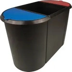 helit Trio Papierkorb 20+9+9L, SW / blau / rot