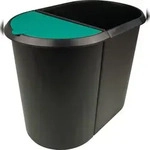 helit System Papierkorb 20+9L, schwarz / gr&uuml;n