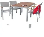 Merxx Naxos Set 5tlg., 4 Stapelsessel, 1 Tisch 150x90 cm,...