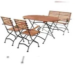 Merxx Schlossgarten Set 4tlg. 2 Klappsessel, 1 Bank, 1 Tisch Oval 140 x 90 cm,
