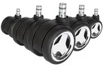 5x Hartbodenrollen ROLO GAME 11mm / 60mm B&uuml;ro-Stuhl-Rollen No-Noise (5er Pack) hjh