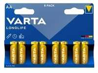 Varta Batterie Alkaline, Mignon, AA, LR06, 1.5V Longlife, Retail Blister (8-Pack)