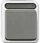 Merten AQUASTAR Wippschalter, Kontrollschalter, lichtgrau, matt, Unterputz, IP44, 2p,