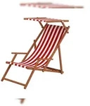 Erst-Holz Gartenliege rot-wei&szlig; Strandliege Sonnenliege Holz Relaxliege Sonnendach