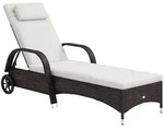 Outsunny-Sonnenliege-L200 x B73 x H(56-103) cm-Kaffeebraun+Creme