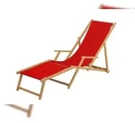 Erst-Holz Gartenliege Liegestuhl Fu&szlig;teil Tisch Kissen Deckchair Holz Sonnenliege rot