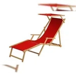 Erst-Holz Relaxliege rot Gartenliege Strandliege Fu&szlig;teil Sonnendach Tisch