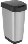 Rotho Twist universal Abfalleimer mit Schwingdeckel abnehmbar, 50 Liter, schwarz