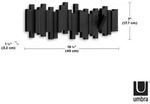 UMBRA STICKS HOOK BLACK 318211-040 platzsparende Garderobenleiste mit 5 beweglichen
