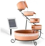 Blumfeldt Empoli Kaskadenbrunnen Terrakotta 5 Stufen 200 l/h Solar 2W LED...
