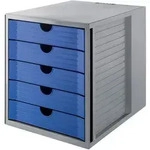 HAN Schubladenbox SYSTEMBOX KARMA, DIN A4, 5 geschlossene Schubladen, grau/&ouml;ko-blau