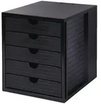HAN Schubladenbox Kunststoff Schwarz 5 Sch&uuml;be 27,5 x 33 x 32 cm DIN A4