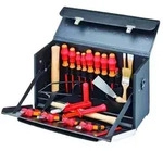 KNIPEX Werkzeugtasche aus starkem Rindsleder mit Vortasche, Seitenteile und