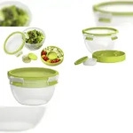 emsa Salatbox CLIP & GO, 1,0 Liter, transparent / gr&uuml;n (6460489)