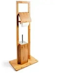 Relaxdays WC Garnitur aus Bambus, HBT: 82 x 36 x 21 cm, Standgarnitur mit