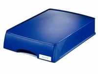 LEITZ Briefkorb Plus mit Schublade, A4 quer, Polystyrol, blau