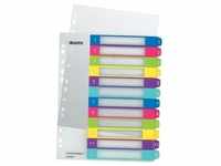 LEITZ Plastikregister WOW 1-12, bedruckbar, A4, PP, 12 Blatt, farbig