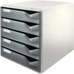 Leitz Schubladen PS (Polystyrol) Grau 5 Sch&uuml;be 28,5 x 35,5 x 29 cm DIN A4+