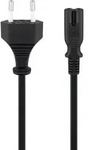 Goobay 95038 Euro Anschlusskabel, 3 m, Schwarz, 3 m - Eurostecker (Typ C, CEE 7/16) >
