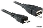 Delock 50cm USB micro-B/USB2.0-A, 0,5 m, Micro-USB B, USB A, USB 2.0,