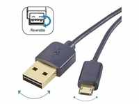 USB 2.0 Typ A / Micro-B Anschlusskabel 1 m mit beidseitigem Wende-Stecker