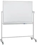 Franken Stativ-Drehtafel Mobil Emaille, Aluminiumrahmen, 1500 x 1000 mm, wei&szlig;