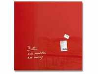 Sigel GL202 Glas-Whiteboard / große Glasmagnettafel Artverum, 100x100 cm, rot