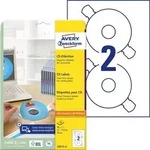 AVERY Zweckform CD/DVD Etiketten L6015-25 haftend DIN A4 Wei&szlig; 25 Blatt &agrave; 2