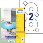 AVERY Zweckform CD/DVD Etiketten L6043-100 haftend DIN A4 Wei&szlig; 100 Blatt &agrave; 2