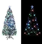 vidaXL K&uuml;nstlicher Weihnachtsbaum mit St&auml;nder/LED 210 cm Fiberoptik