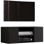 Ebuy24 Jusa 95 TV-M&ouml;bel wandh&auml;ngend mit 2 T&uuml;ren und 1 Glasregal Schwarz.