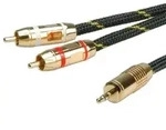 ROLINE GOLD Audio-Verbindungskabel 3,5mm Stereo - 2x Cinch, ST/ST, 5 m